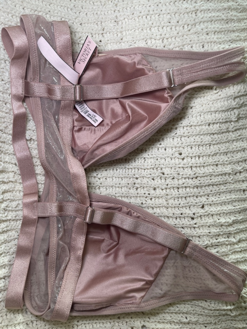 Sheer Shimmer Triangle Bralette in Dusty Rose - Picture 5 of 8